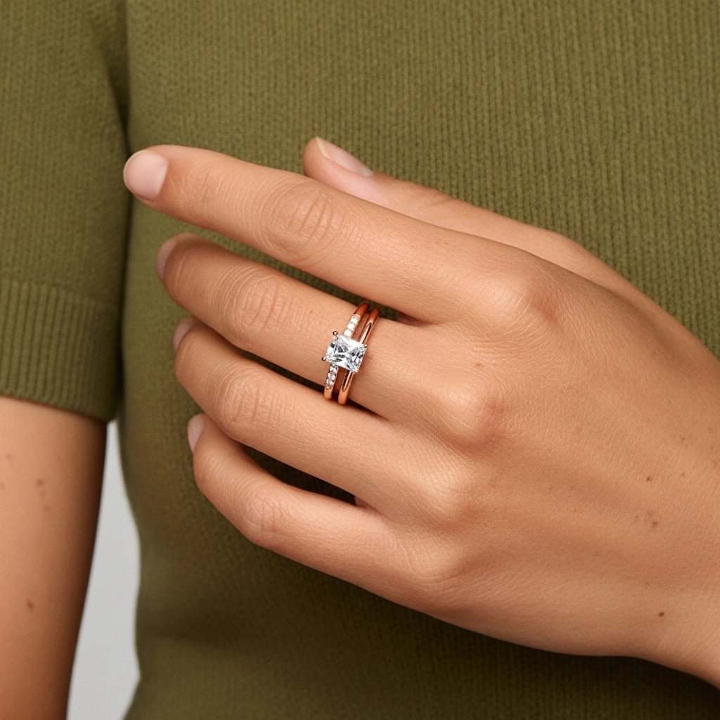 Moissanite Wedding Ring Set