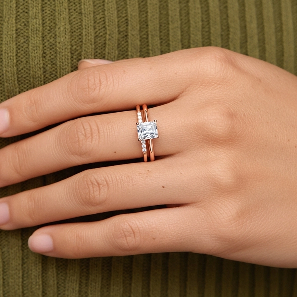 Moissanite Wedding Ring Set