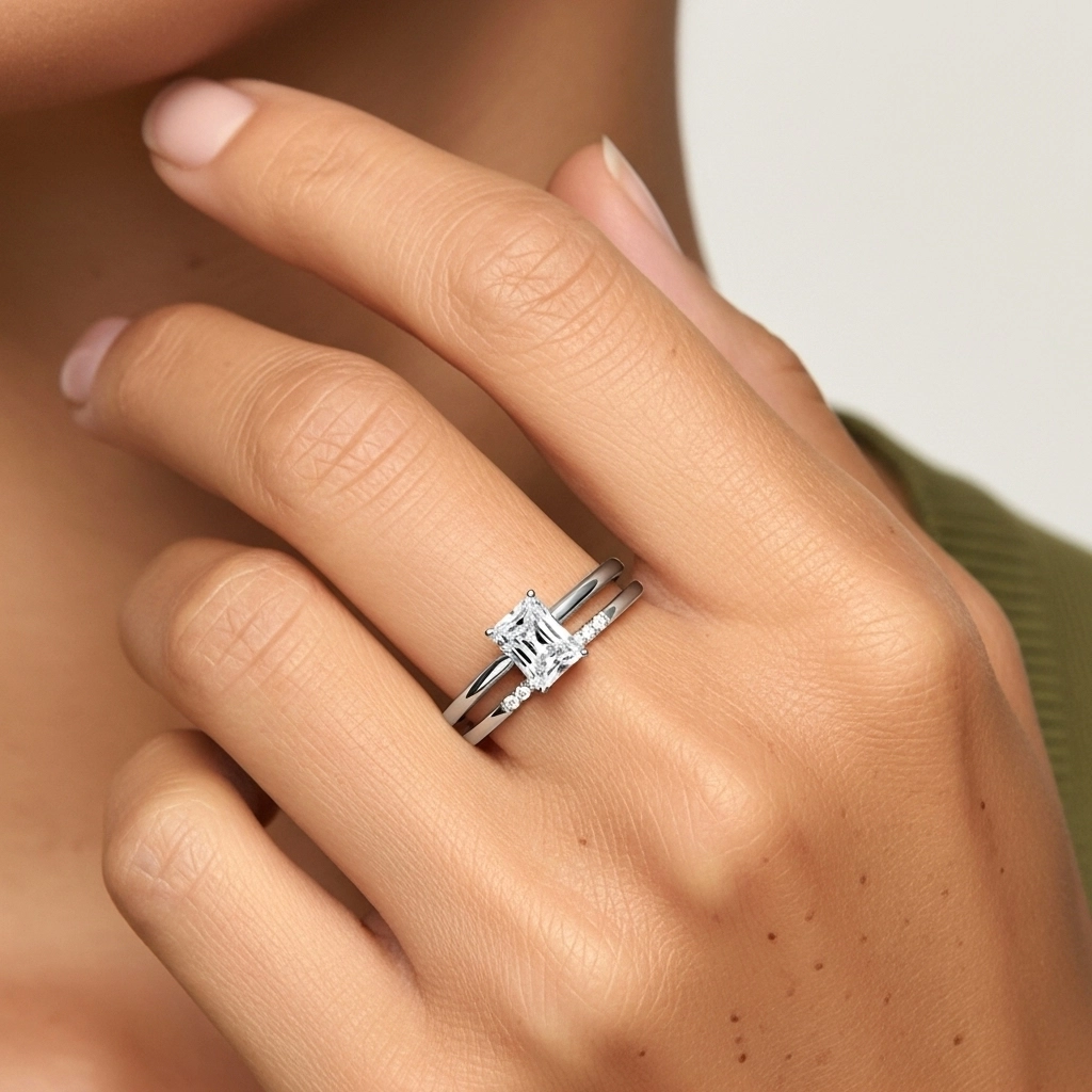 Moissanite Wedding Ring Set