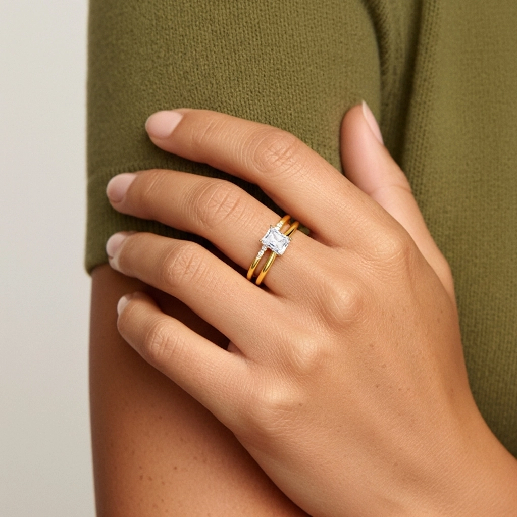 Moissanite Wedding Ring Set