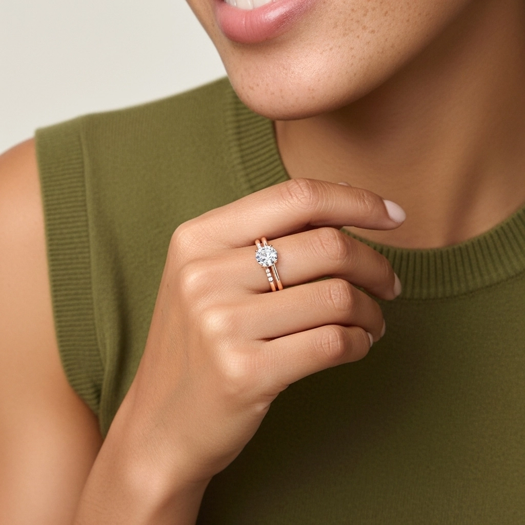 Moissanite Wedding Ring Set