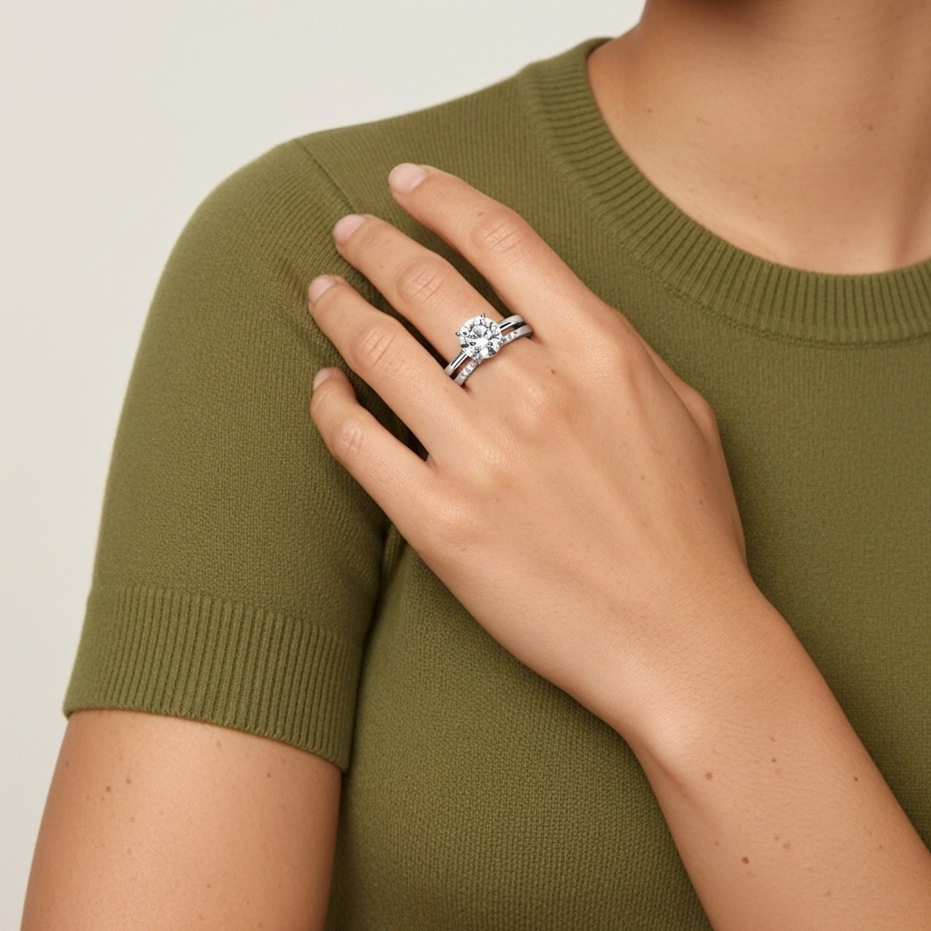 Moissanite Wedding Ring Set