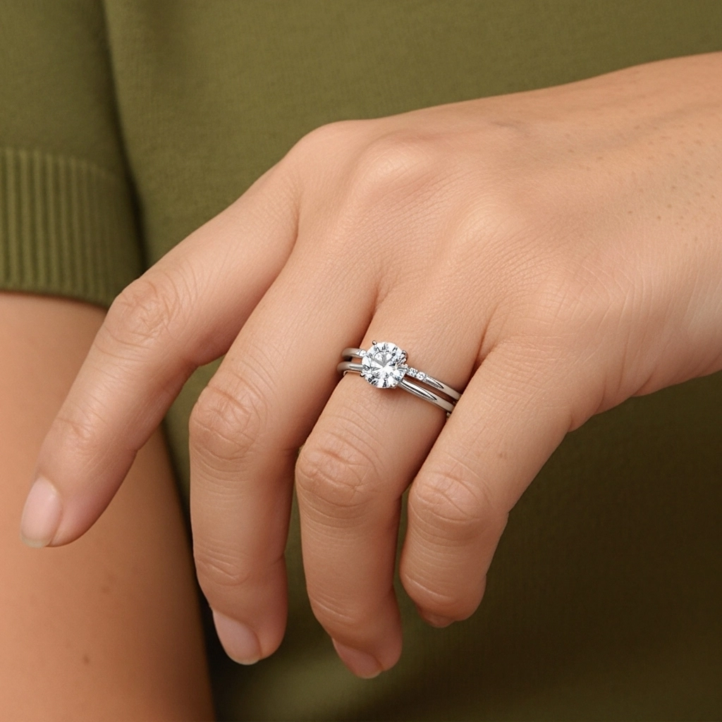 Moissanite Wedding Ring Set