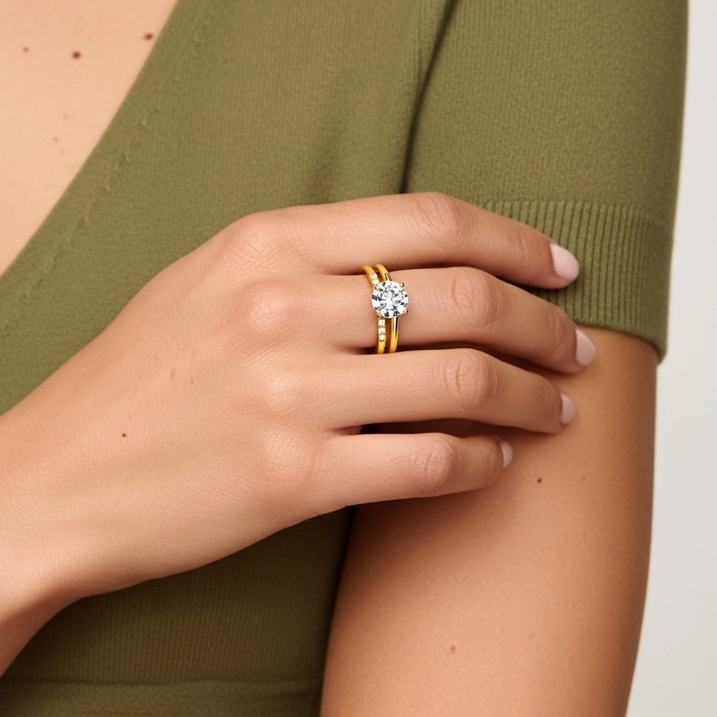 Moissanite Wedding Ring Set