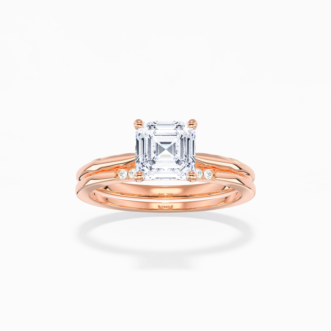 Or rose 18 carats Moissanite Ensemble nuptial