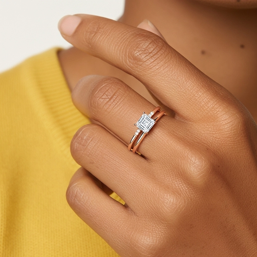 14K Rose Gold Moissanite Bridal Set