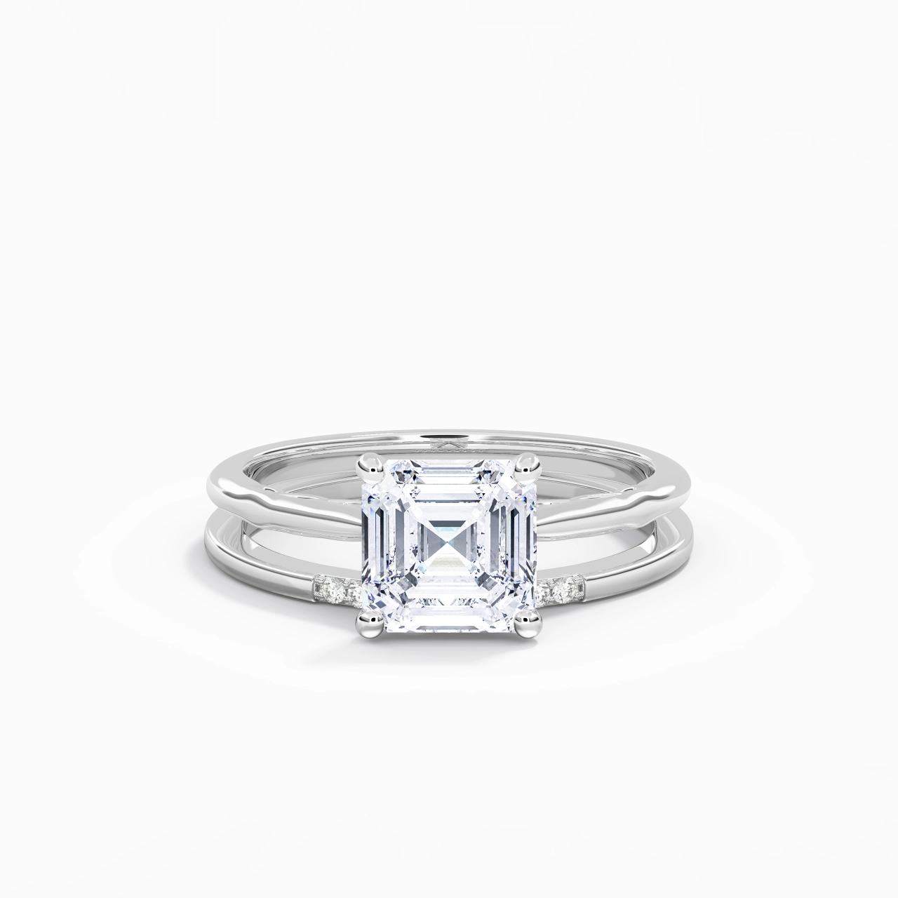 Or blanc 18 carats Moissanite Ensemble nuptial