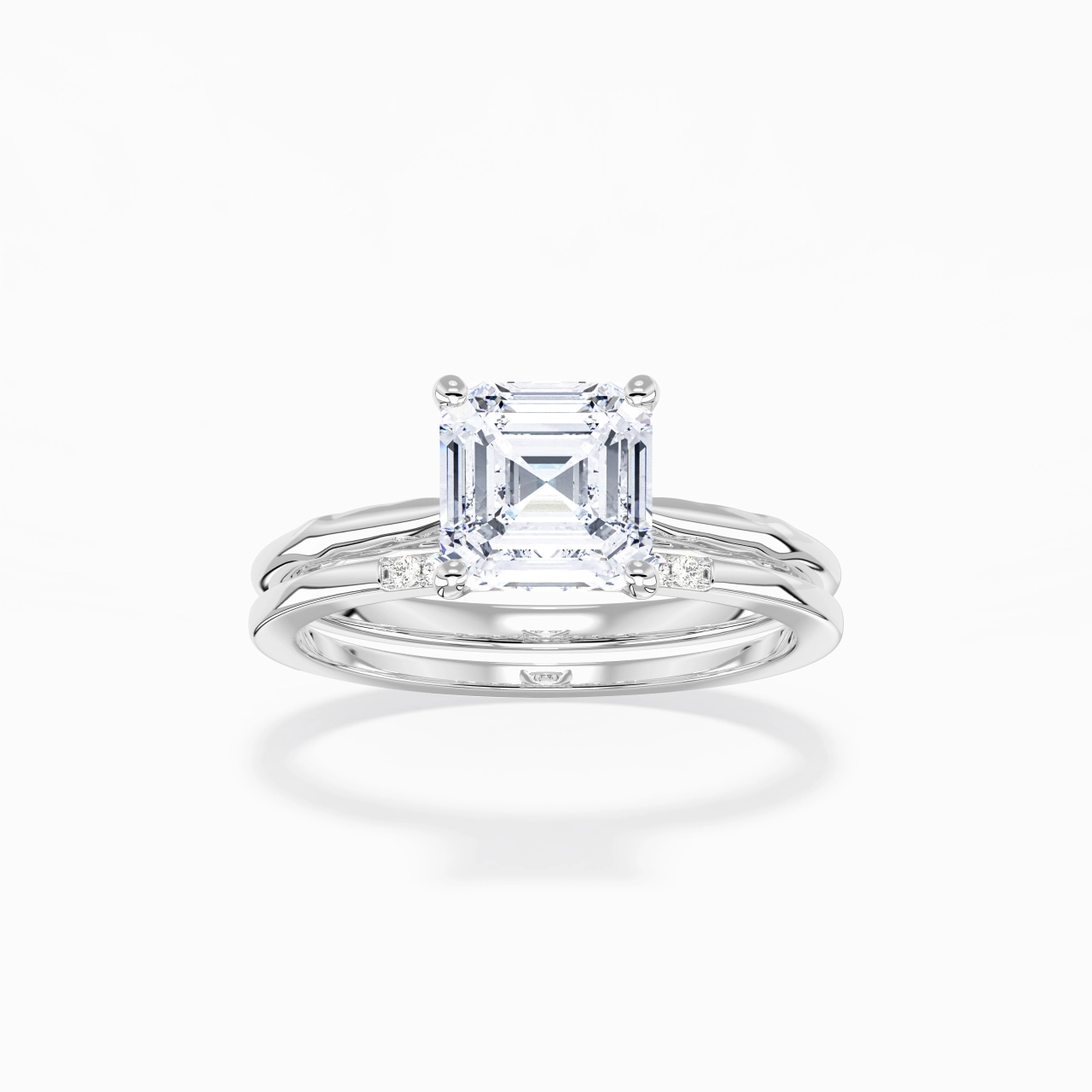 Or blanc 18 carats Moissanite Ensemble nuptial