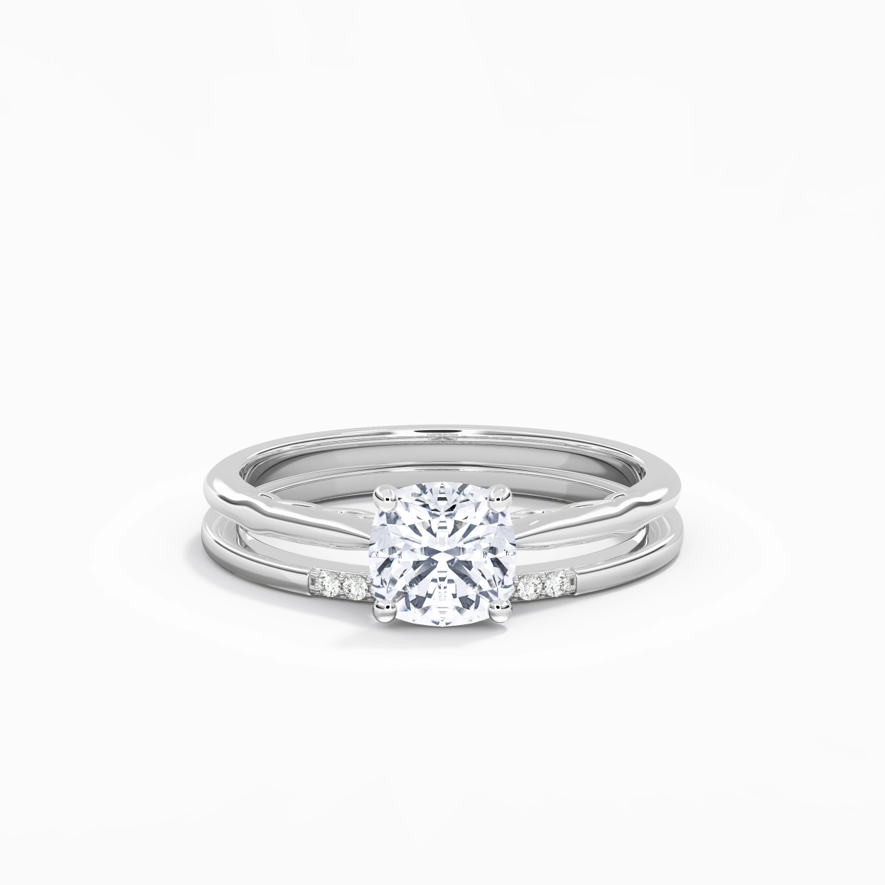 18K White Gold Moissanite Bridal Set