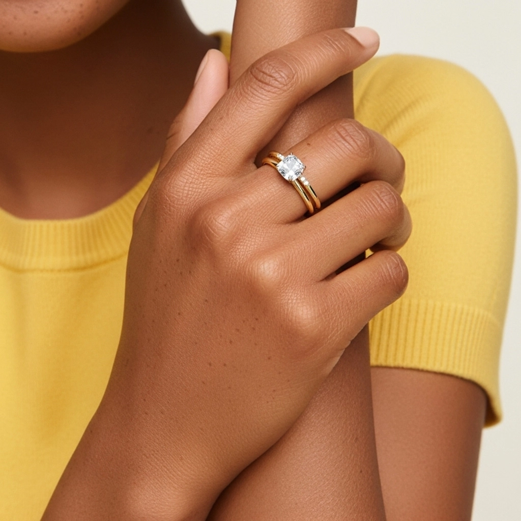 Plata esterlina 925 Moissanita Conjunto Nupcial