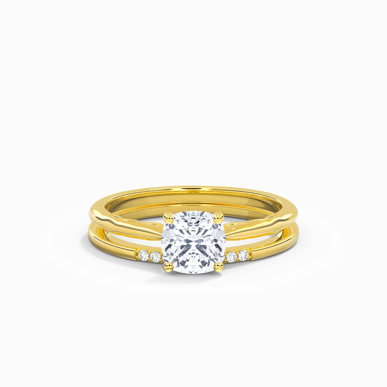 Or 18 carats Moissanite Ensemble nuptial