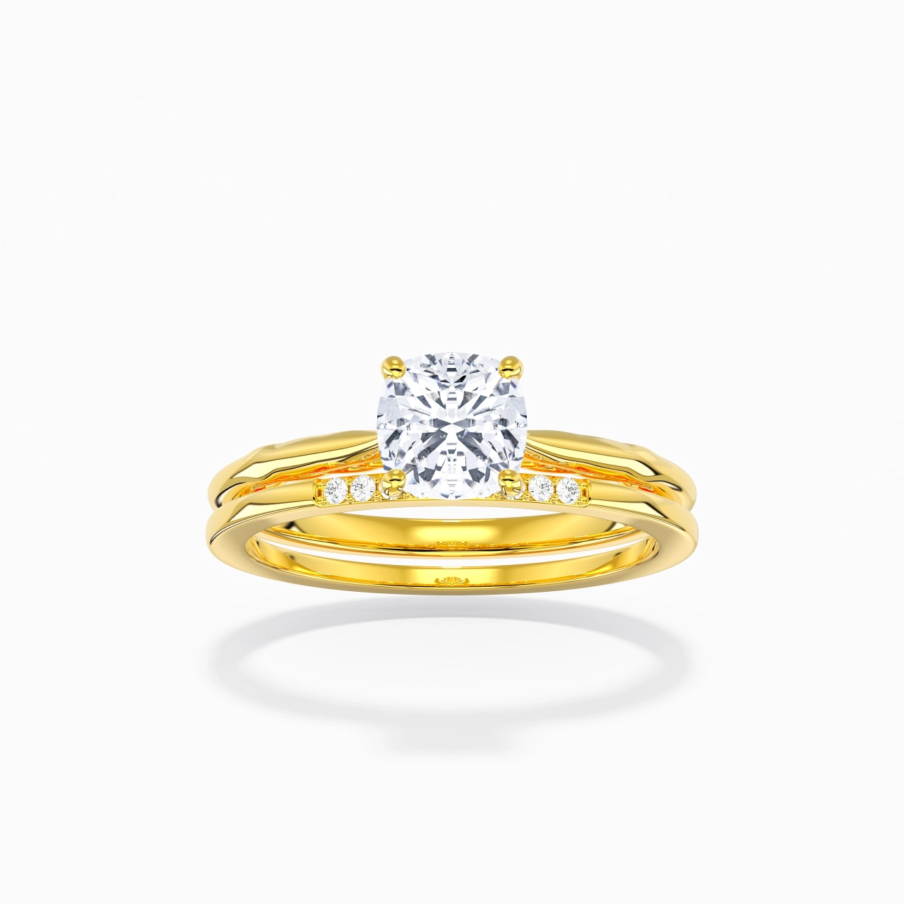Or 18 carats Moissanite Ensemble nuptial
