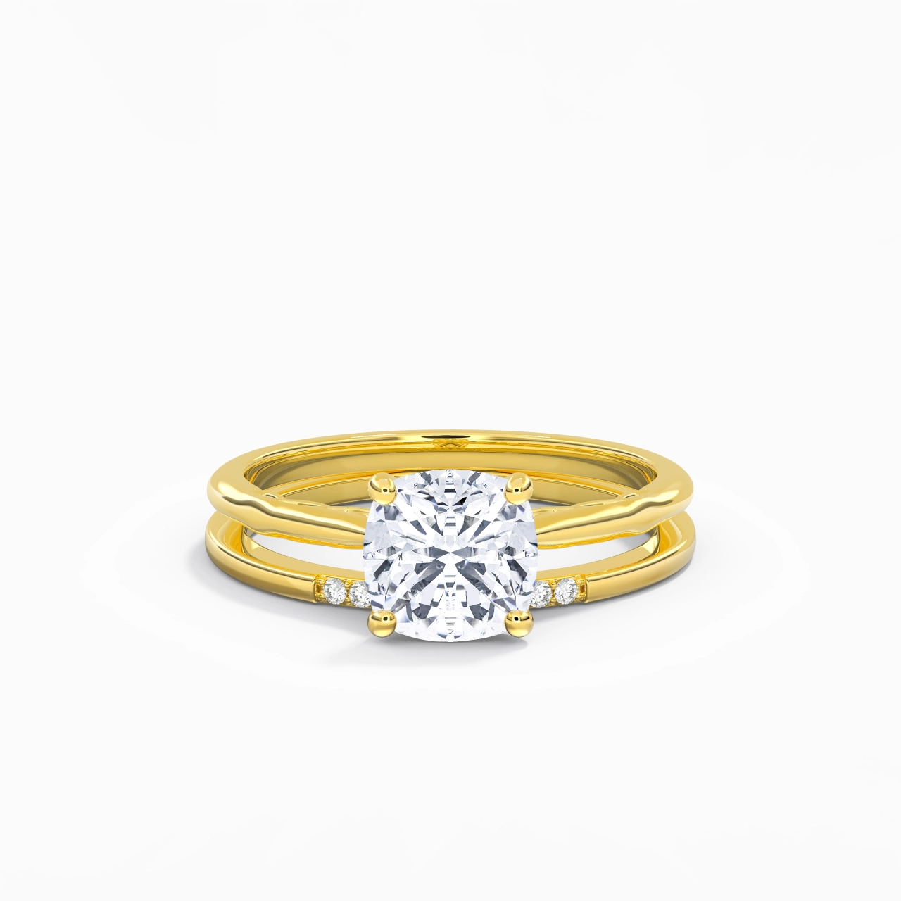 Or 18 carats Moissanite Ensemble nuptial