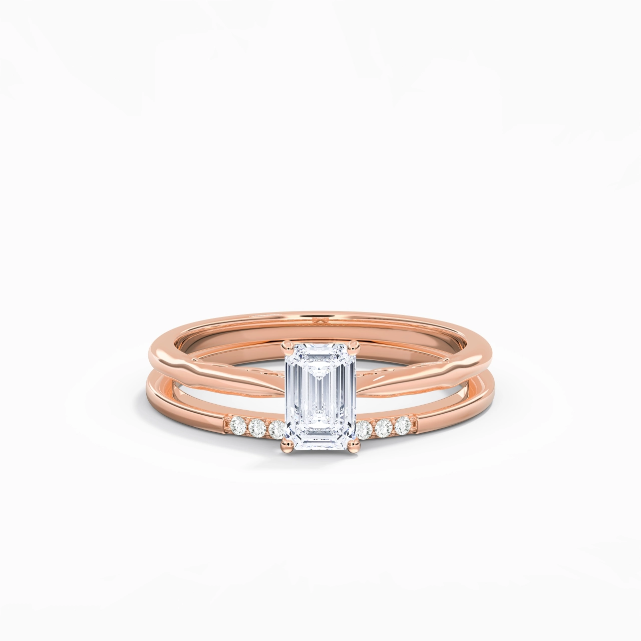 18K Rose Gold Moissanite Bridal Set