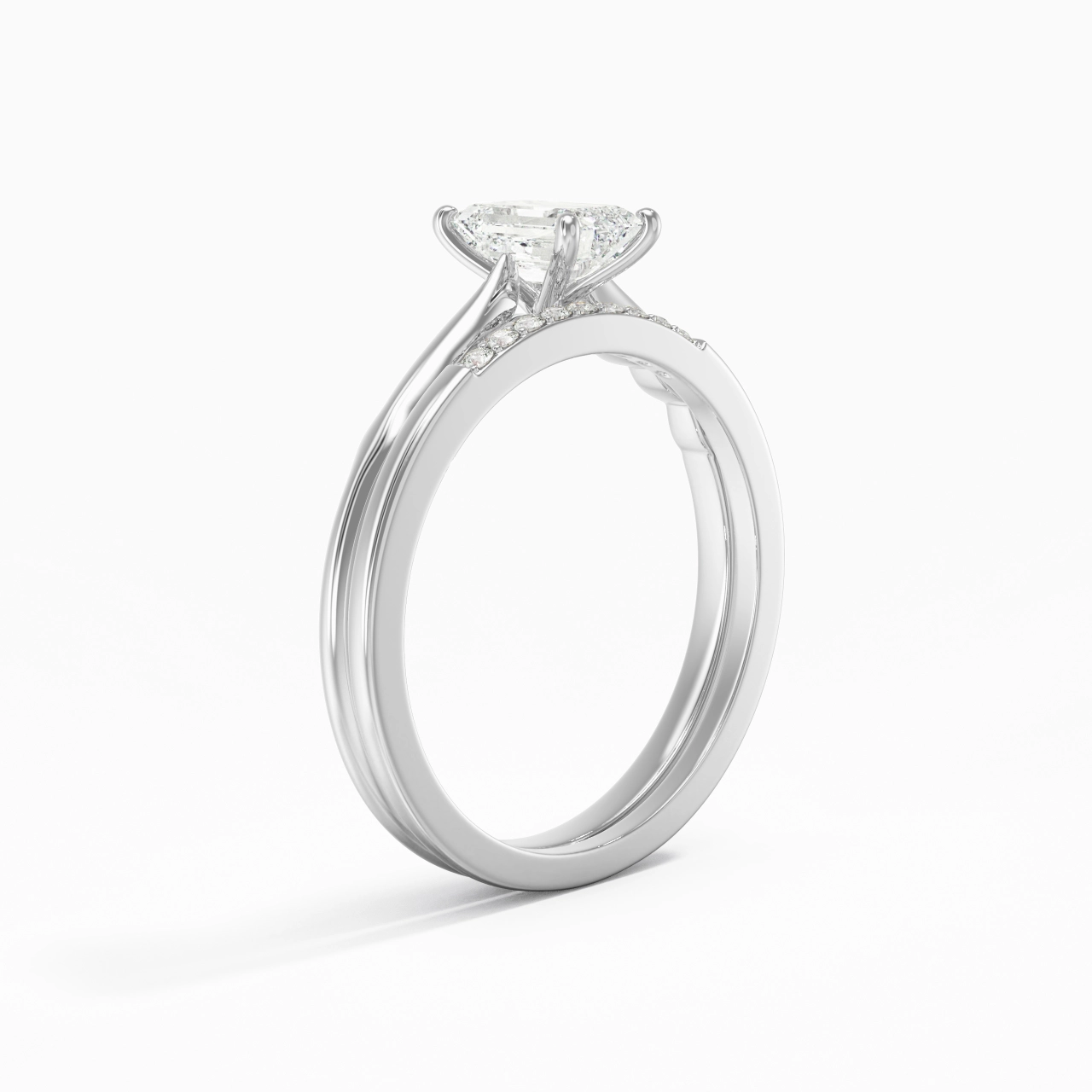 14K White Gold Moissanite Bridal Set