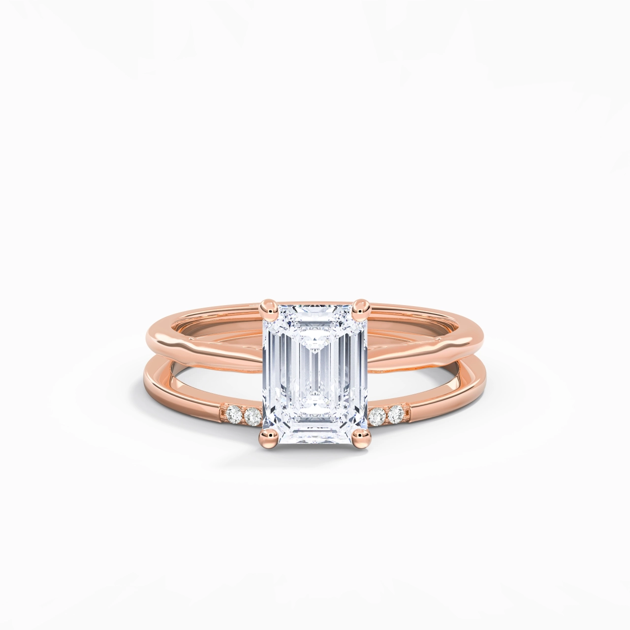 18K Rose Gold Moissanite Bridal Set
