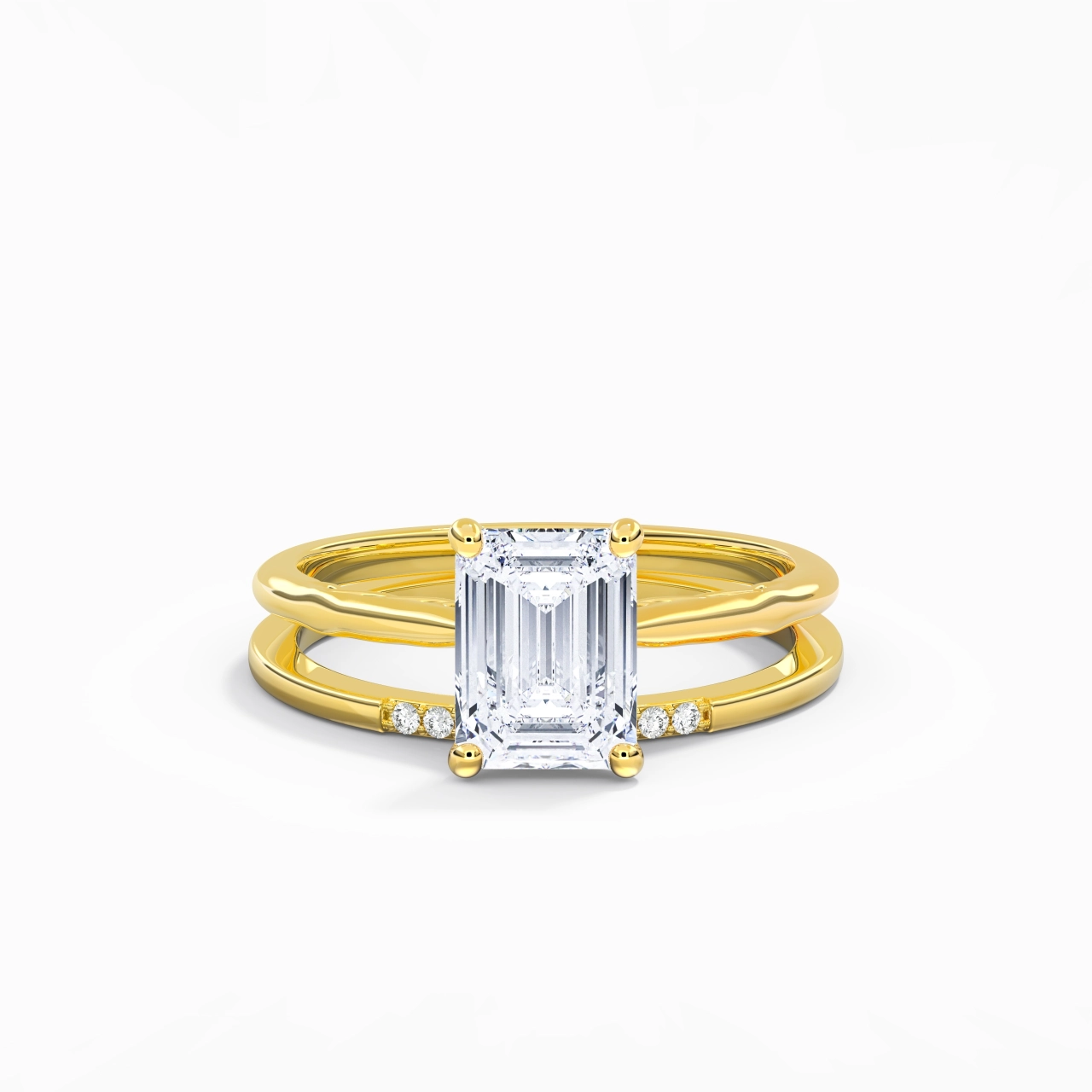 Or 18 carats Moissanite Ensemble nuptial