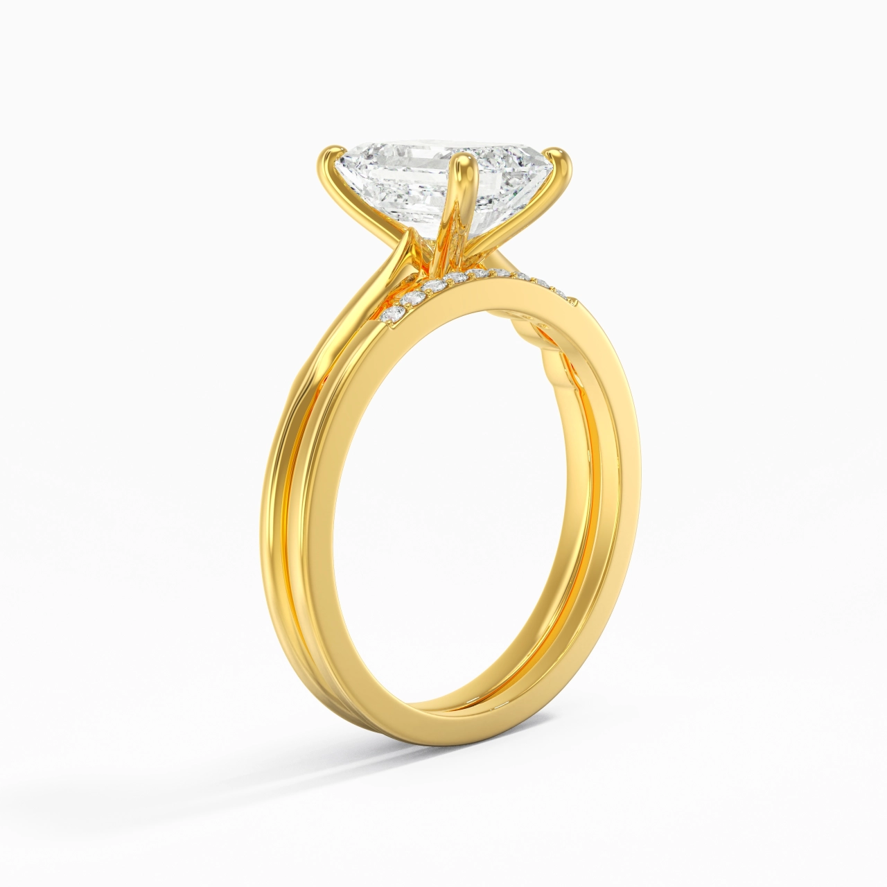 Or 18 carats Moissanite Ensemble nuptial