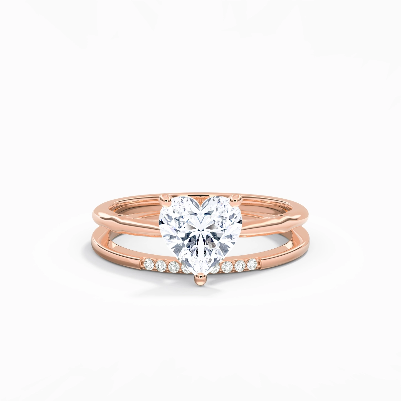 Or rose 18 carats Moissanite Ensemble nuptial