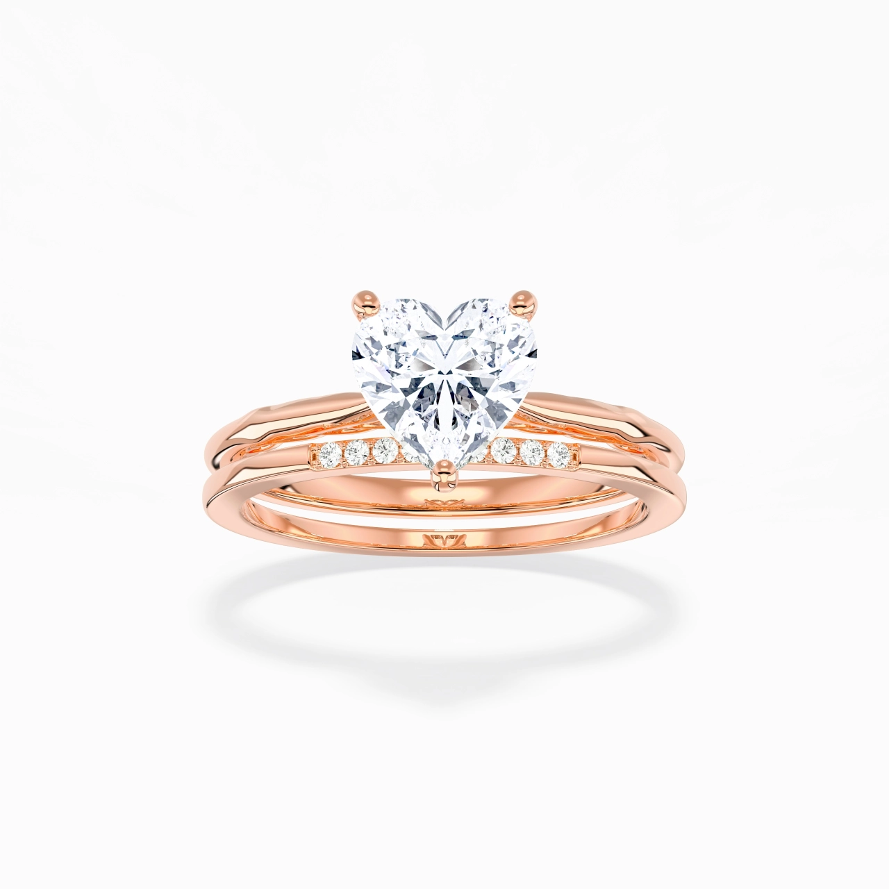 Or rose 18 carats Moissanite Ensemble nuptial