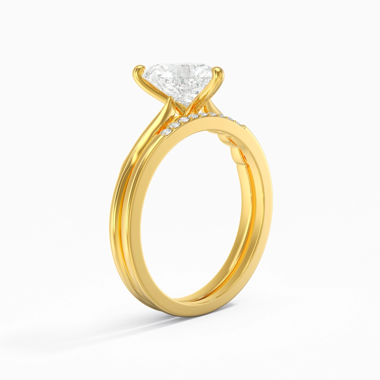 Or 18 carats Moissanite Ensemble nuptial