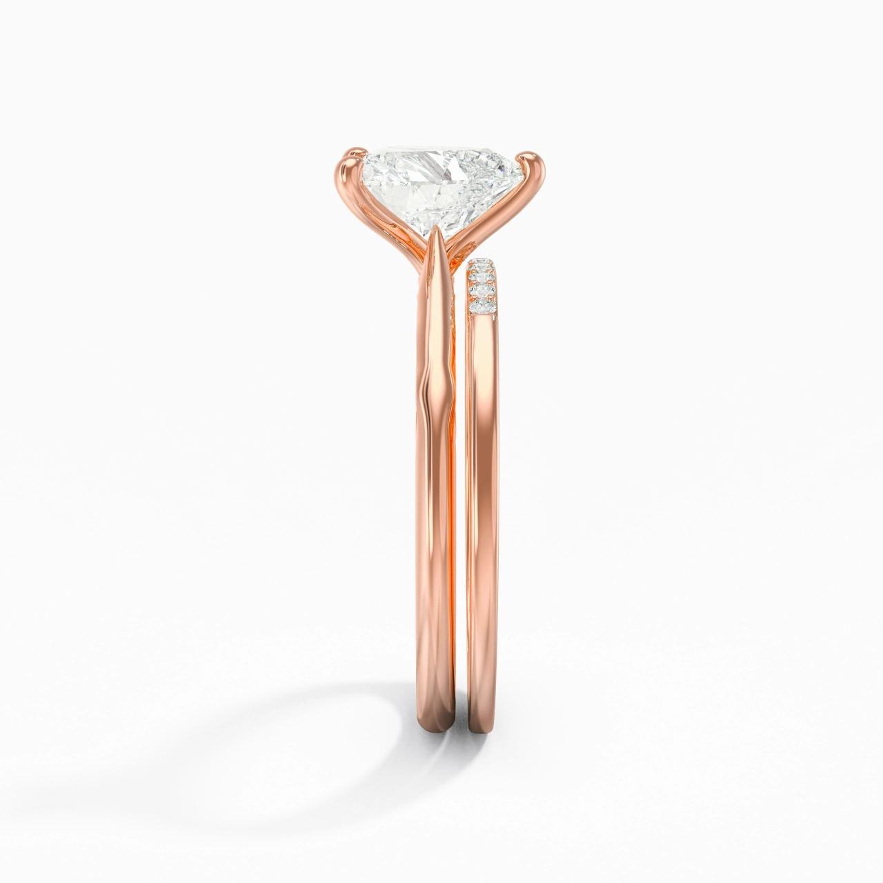 Or rose 18 carats Moissanite Ensemble nuptial
