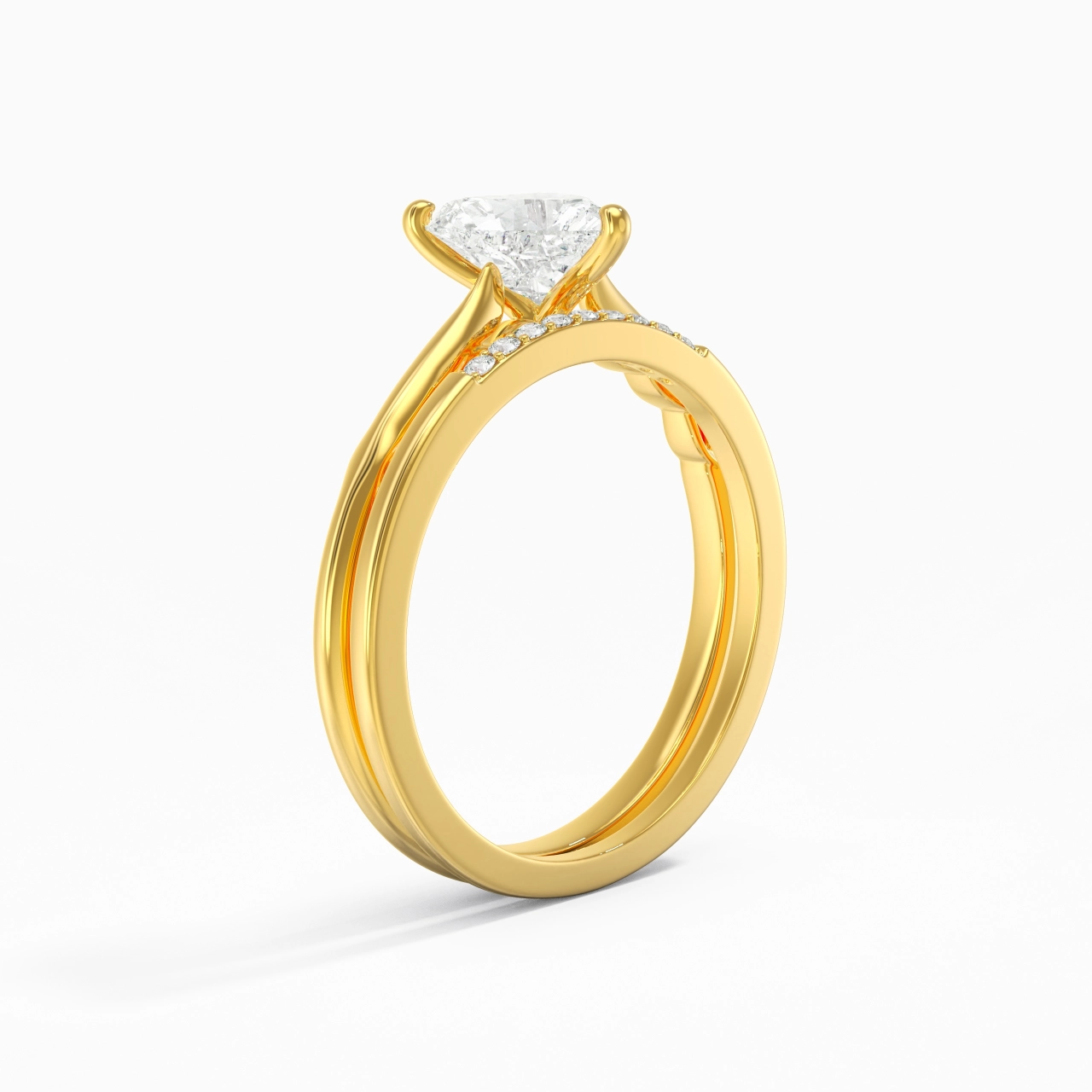 Or 18 carats Moissanite Ensemble nuptial