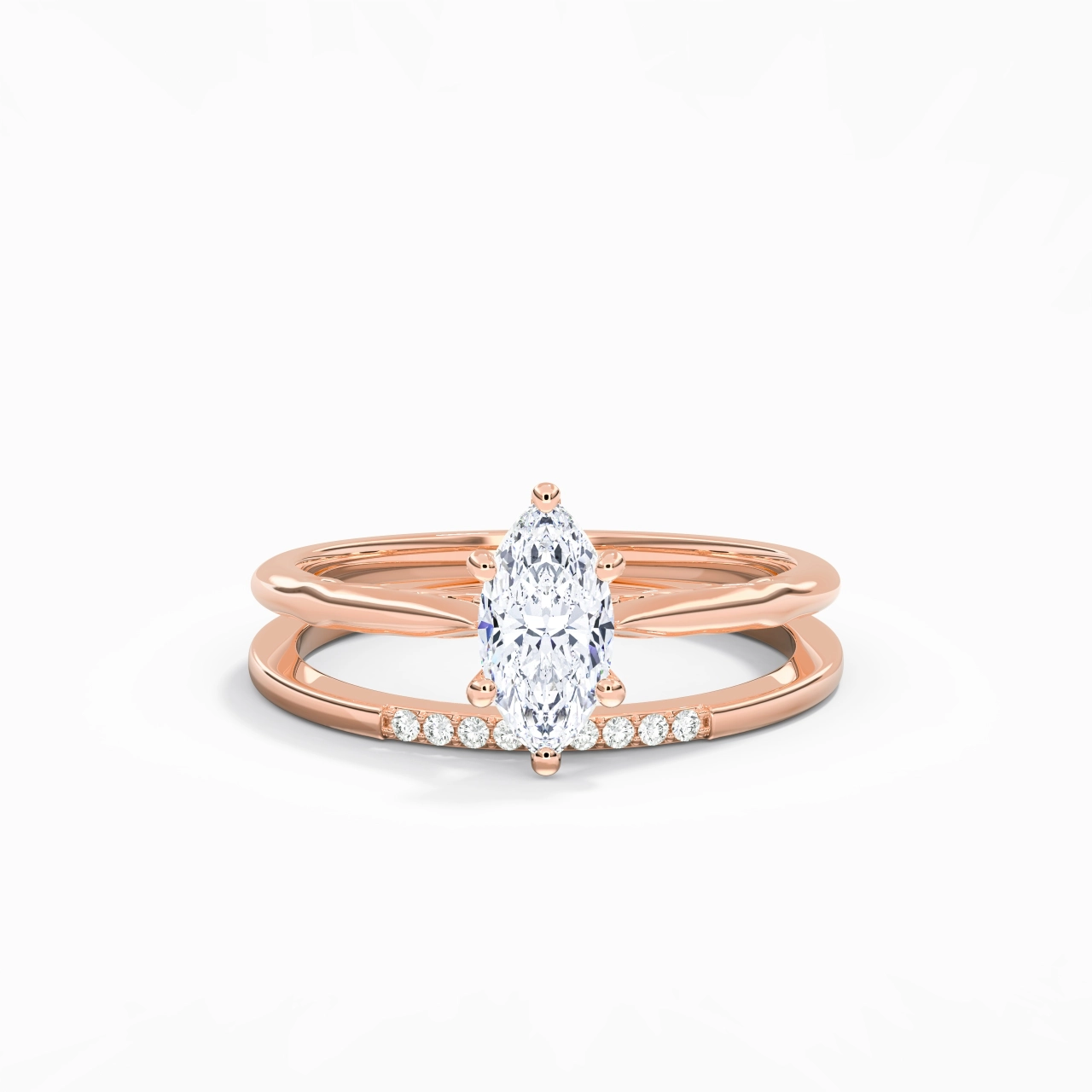 18K Rose Gold Moissanite Bridal Set