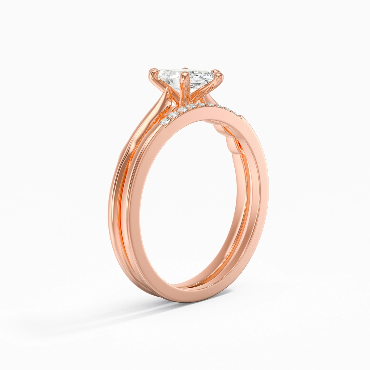 18K Rose Gold Moissanite Bridal Set