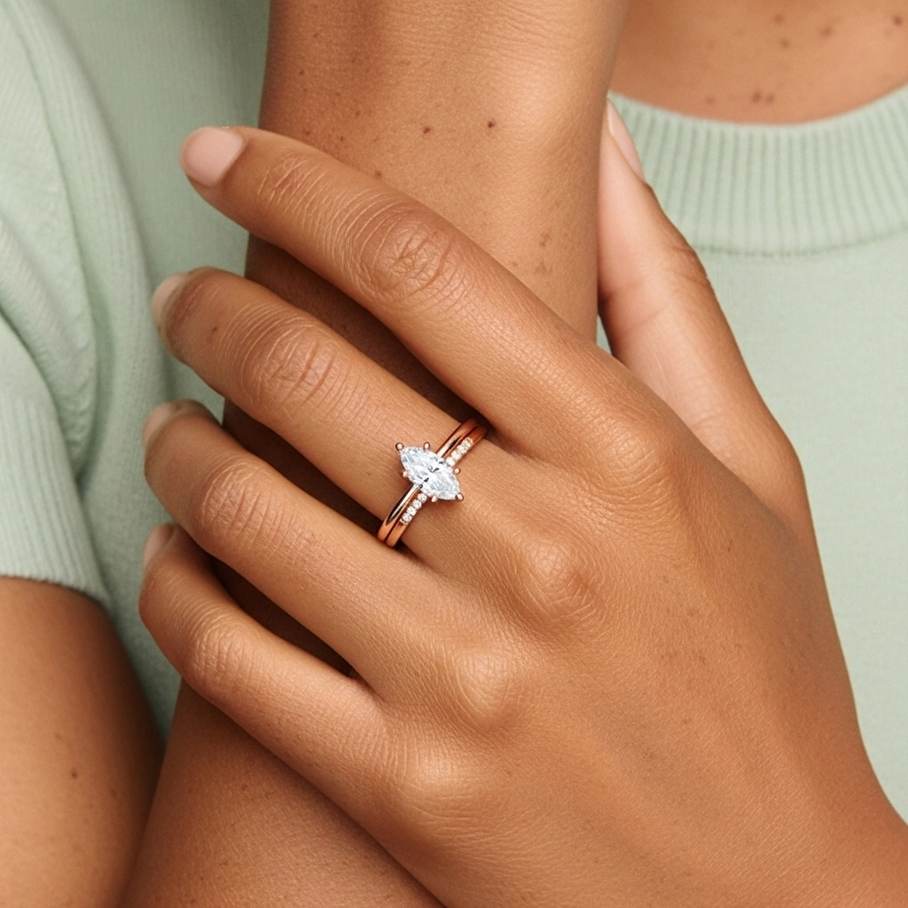 18K Rose Gold Moissanite Bridal Set