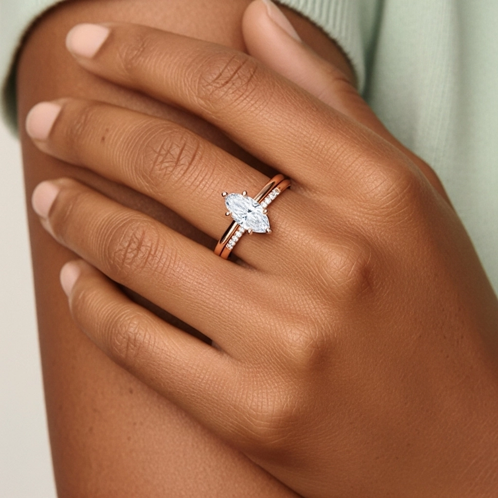 18K Rose Gold Moissanite Bridal Set