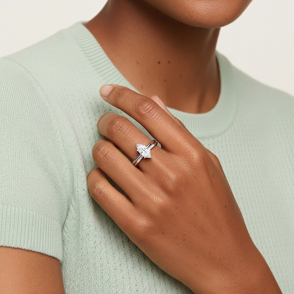 Oro blanco 18K Moissanita Conjunto Nupcial