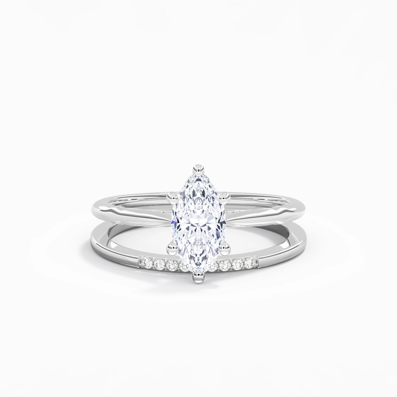 Or blanc 14 carats Moissanite Ensemble nuptial