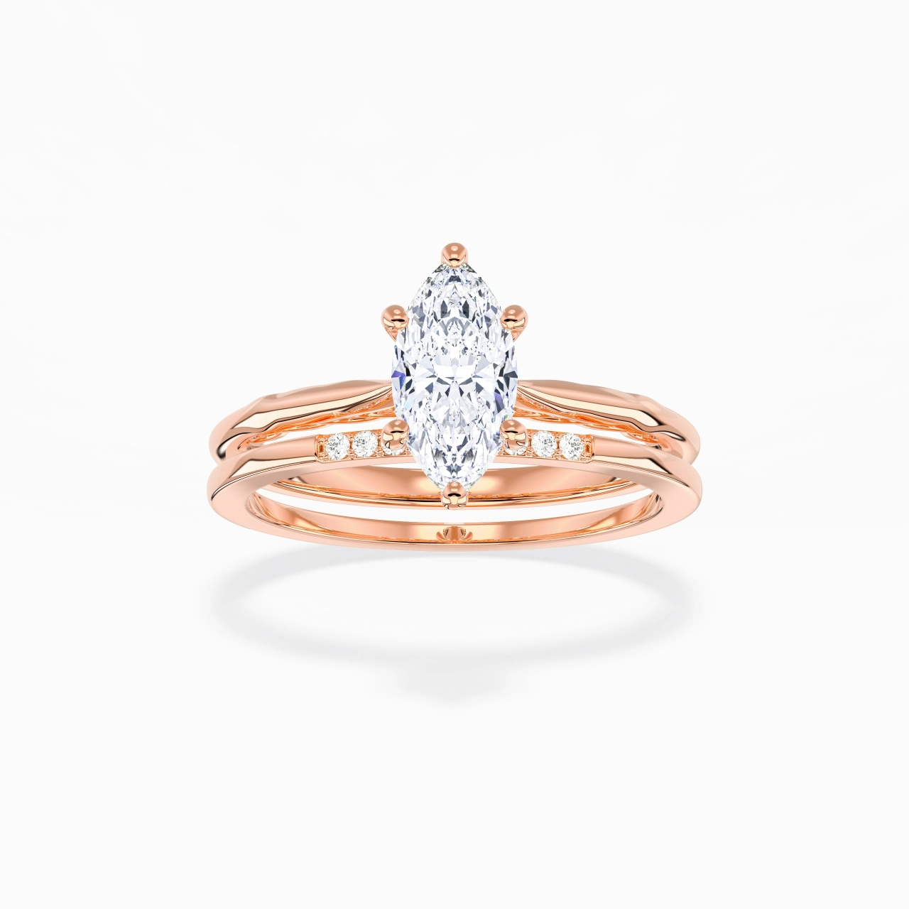 Or rose 18 carats Moissanite Ensemble nuptial
