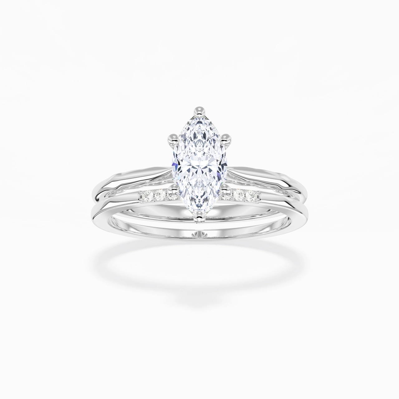 Or blanc 14 carats Moissanite Ensemble nuptial