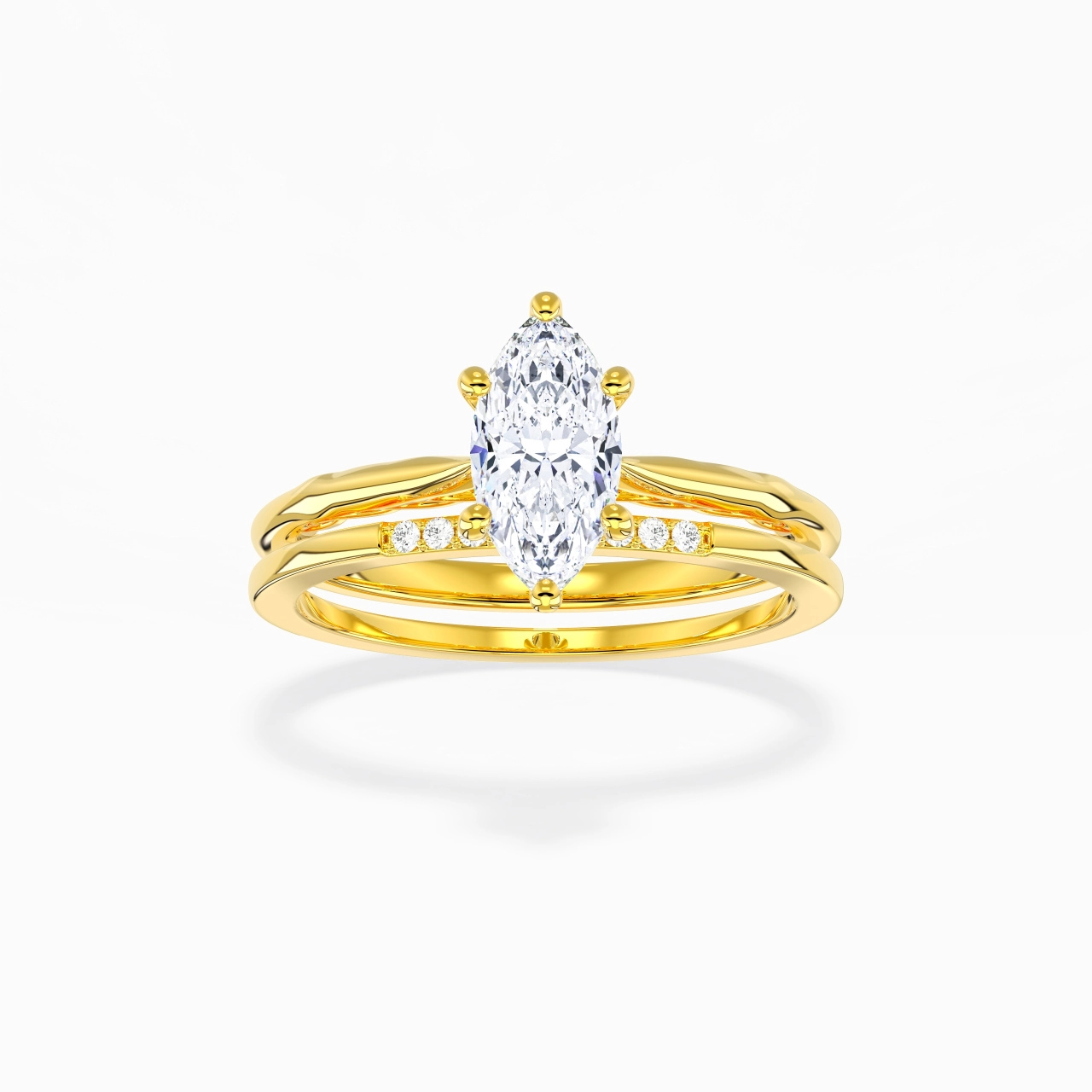 Or 18 carats Moissanite Ensemble nuptial