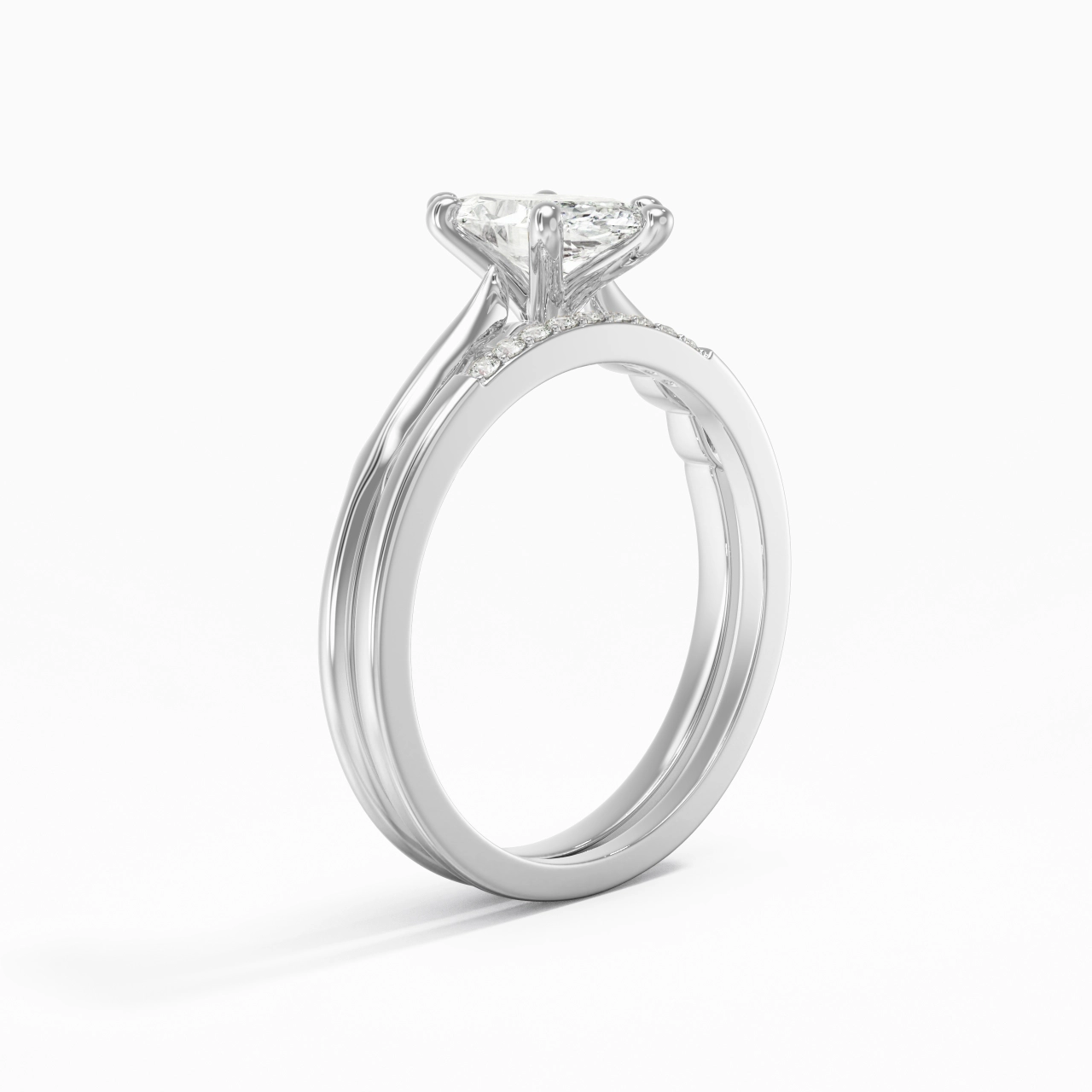 Or blanc 14 carats Moissanite Ensemble nuptial