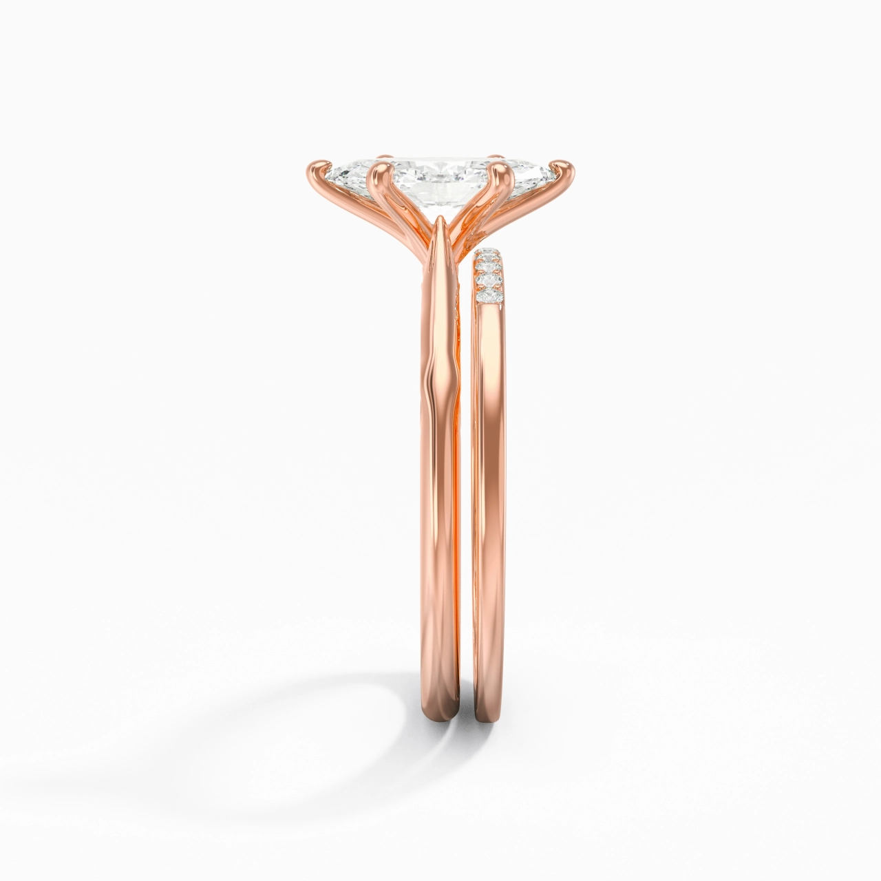 Or rose 18 carats Moissanite Ensemble nuptial