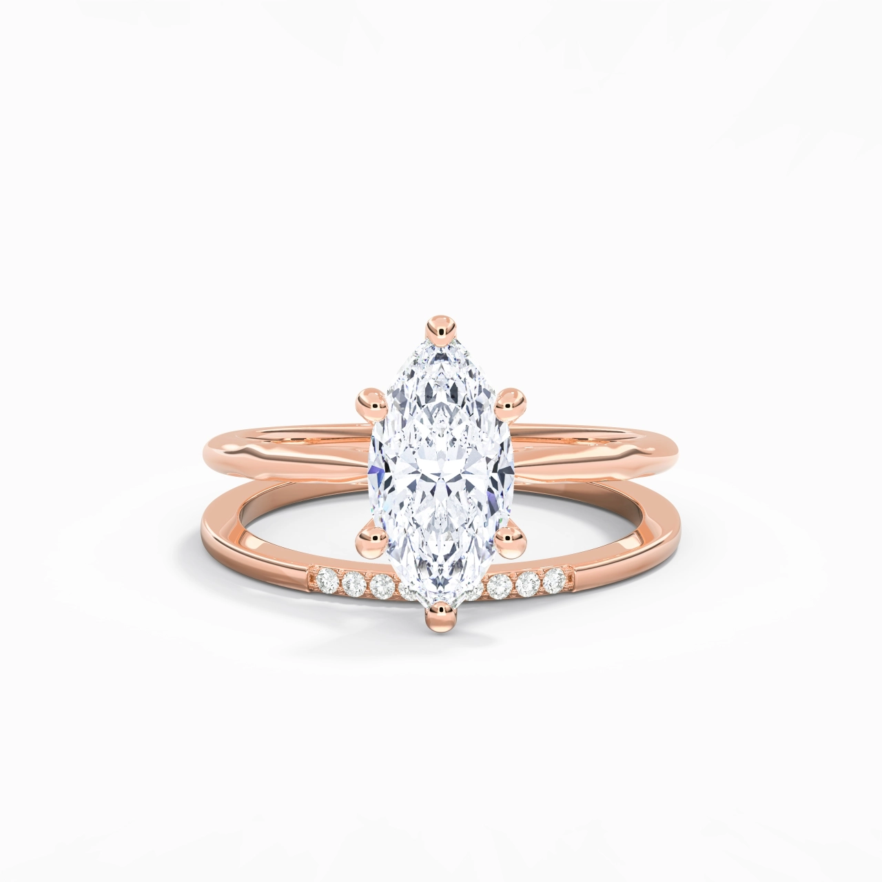 Or rose 18 carats Moissanite Ensemble nuptial