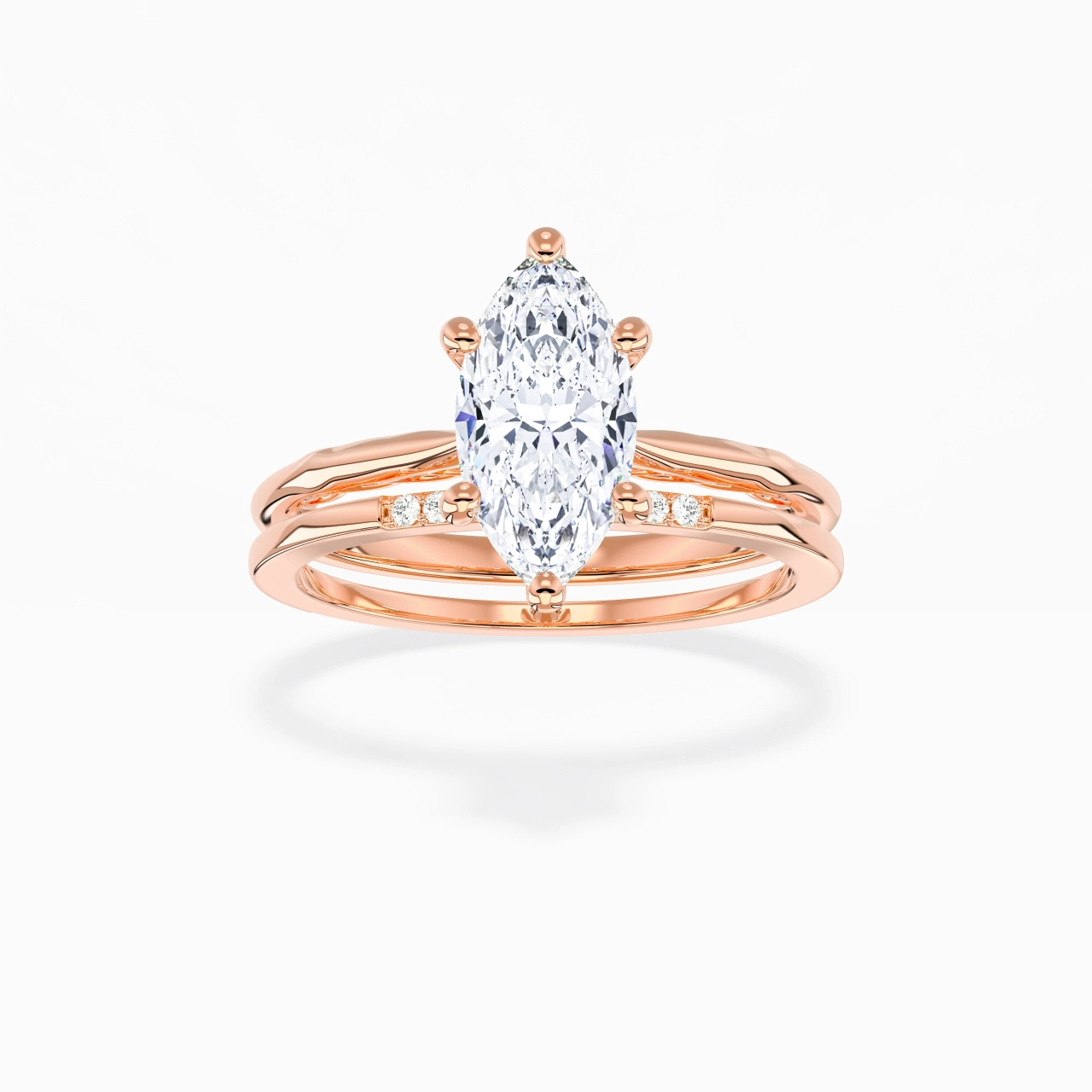 Or rose 18 carats Moissanite Ensemble nuptial