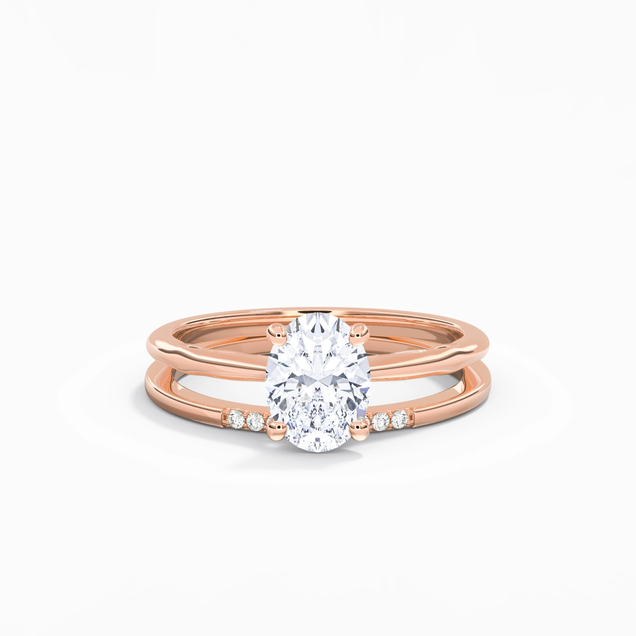 Or rose 18 carats Moissanite Ensemble nuptial