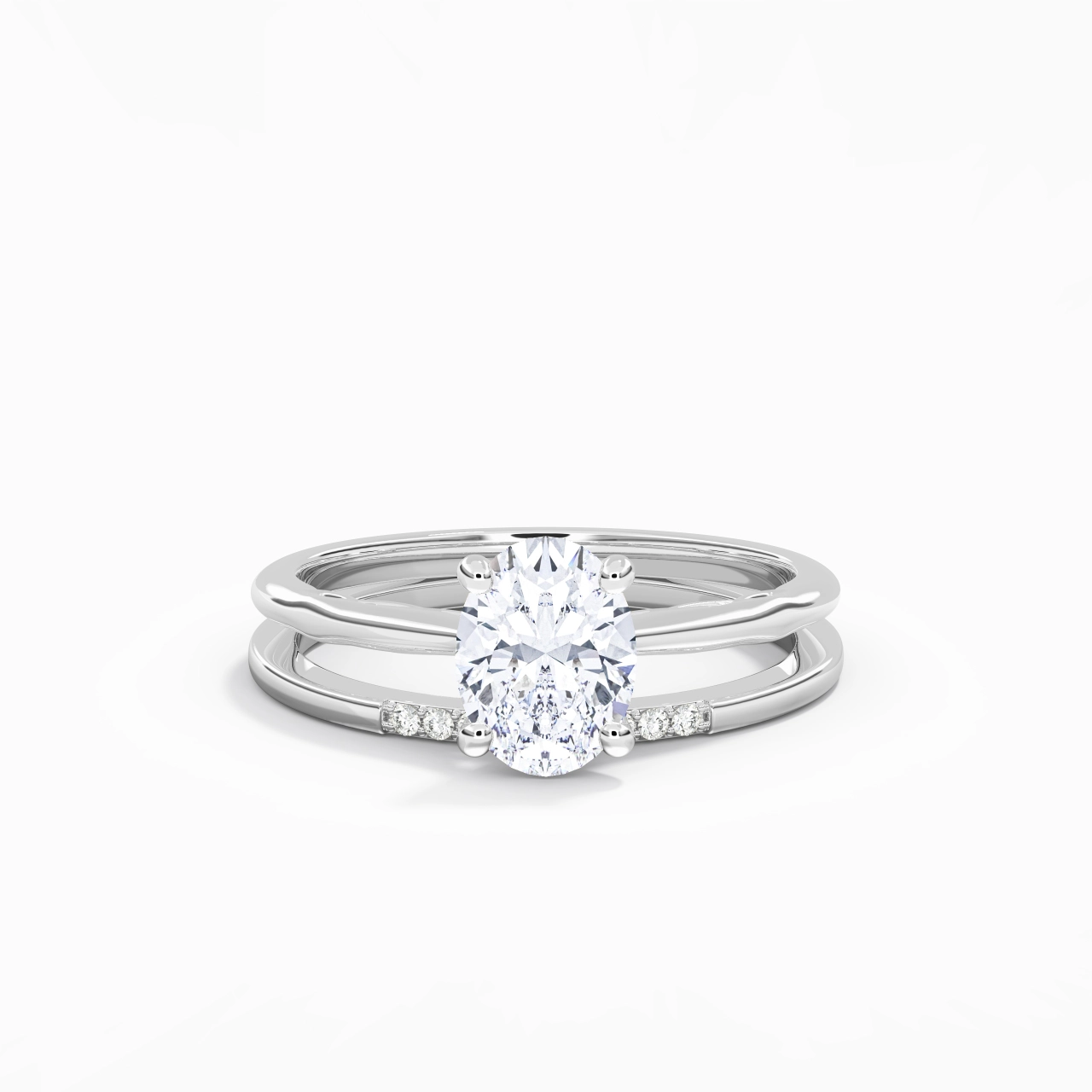 Or blanc 18 carats Moissanite Ensemble nuptial