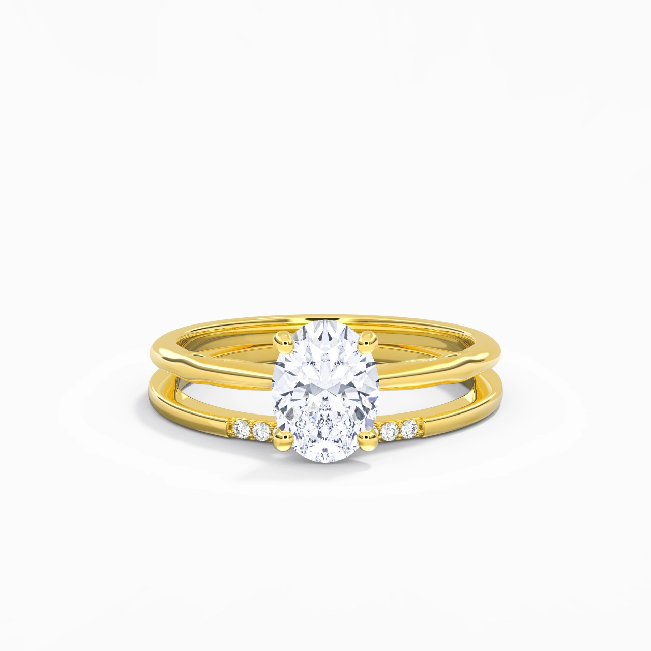 Or 18 carats Moissanite Ensemble nuptial