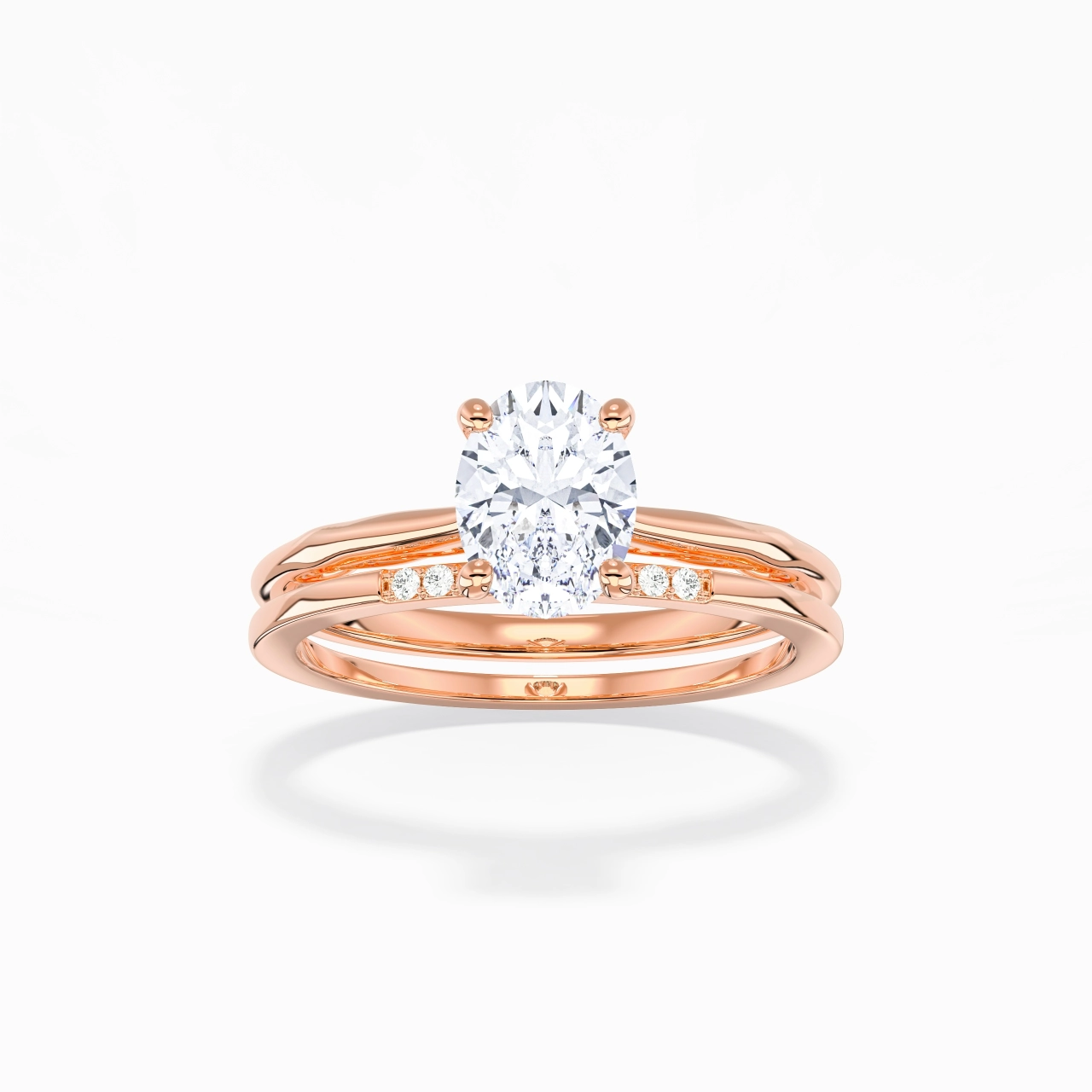 Or rose 18 carats Moissanite Ensemble nuptial
