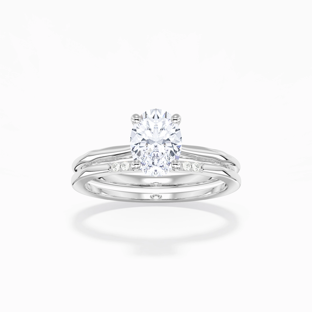 Or blanc 18 carats Moissanite Ensemble nuptial