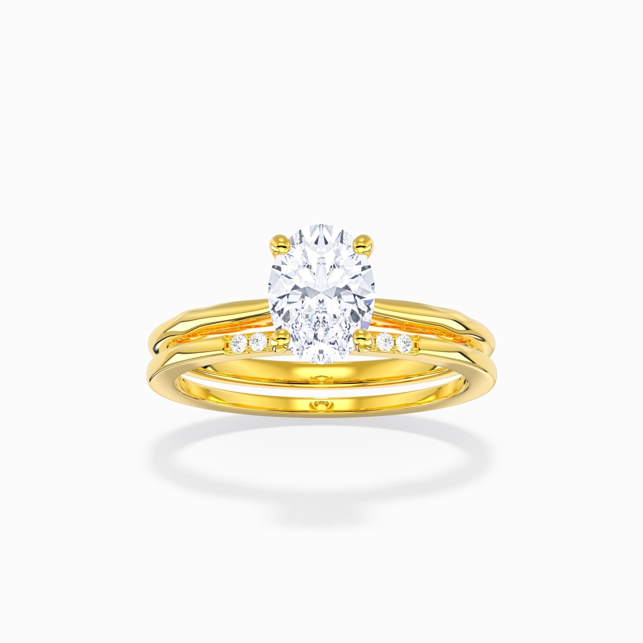 Or 18 carats Moissanite Ensemble nuptial