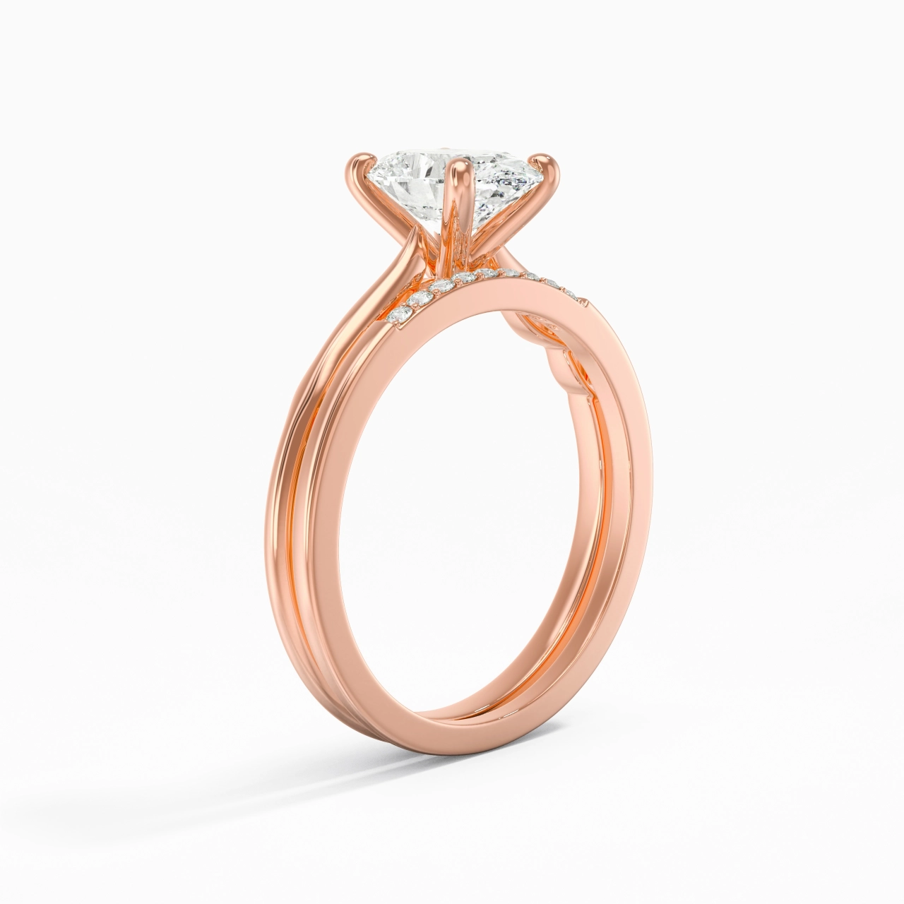 Or rose 18 carats Moissanite Ensemble nuptial