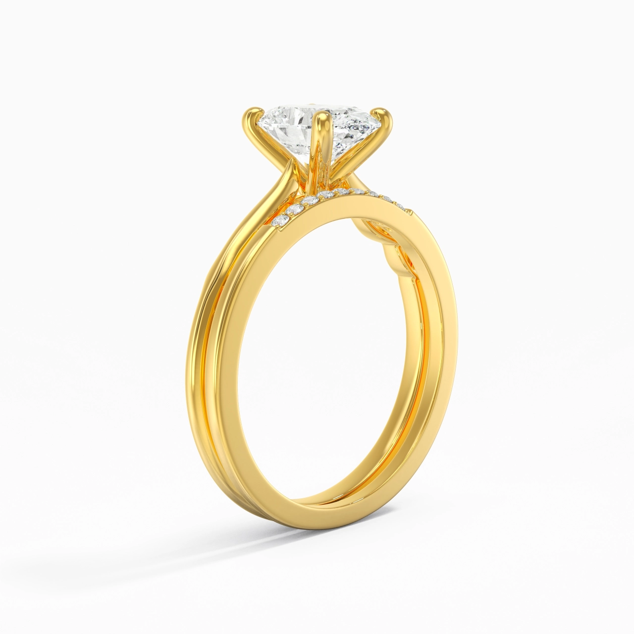 Or 18 carats Moissanite Ensemble nuptial