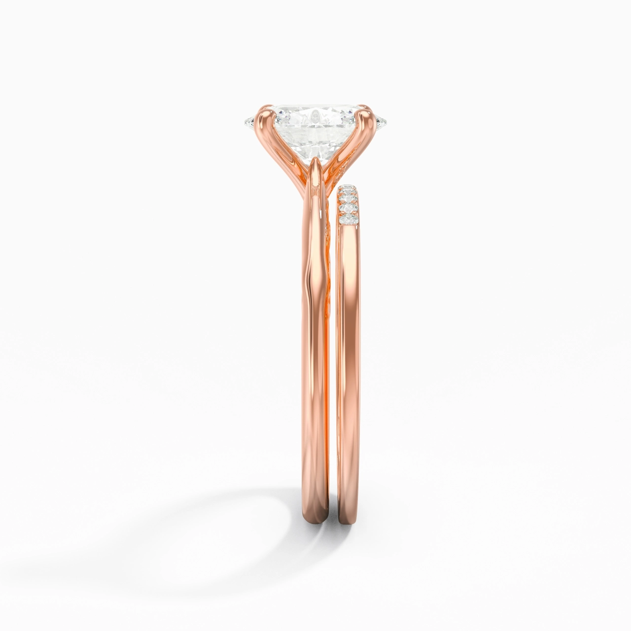 Or rose 18 carats Moissanite Ensemble nuptial