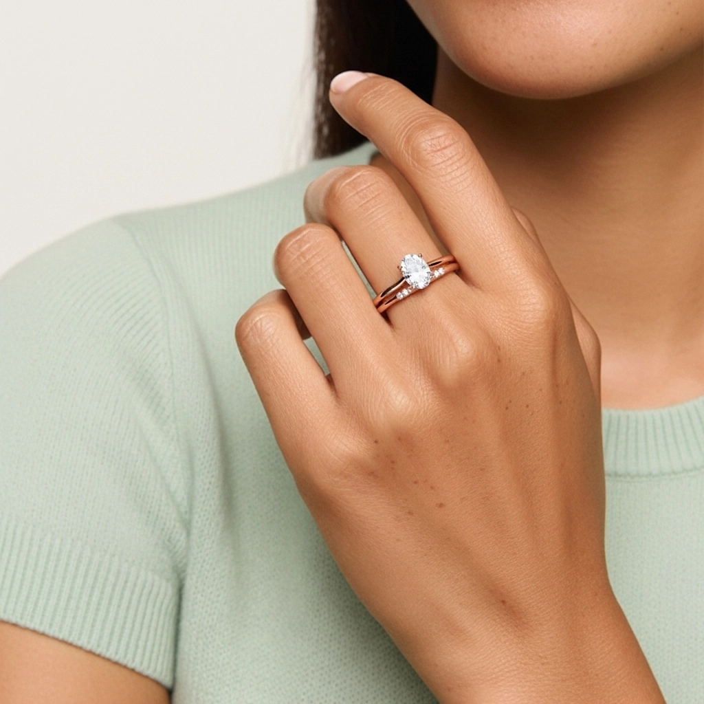 18K Rose Gold Moissanite Bridal Set